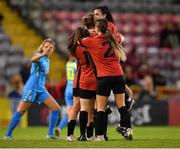 17 September 2022; Chloe Darby of Bohemians celebrates with teammates after scoring her side's second goal during the SSE Airtricity Women's National League match between Bohemians and DLR Waves at Dalymount Park in Dublin. Photo by Tyler Miller/Sportsfile