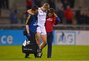 17 September 2022; Paul Mannion of Kilmacud Crokes is assisted from the field after picking up an injury during the Dublin County Senior Club Football Championship Quarter-Final match between Kilmacud Crokes and Cuala at Parnell Park in Dublin. Photo by Ben McShane/Sportsfile