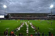 17 September 2022; Ulster players run out before the United Rugby Championship match between Ulster and Connacht at Kingspan Stadium in Belfast. Photo by David Fitzgerald/Sportsfile