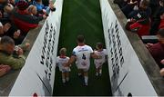 17 September 2022; Ulster captain Alan O'Connor leads out his team before the United Rugby Championship match between Ulster and Connacht at Kingspan Stadium in Belfast. Photo by David Fitzgerald/Sportsfile