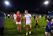 17 September 2022; Paul Mannion of Kilmacud Crokes, right, and James Power of Cuala after the Dublin County Senior Club Football Championship Quarter-Final match between Kilmacud Crokes and Cuala at Parnell Park in Dublin. Photo by Ben McShane/Sportsfile
