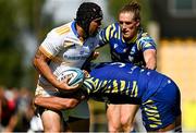 17 September 2022; Charlie Ngatai of Leinster is tackled by Leonardo Krumov and Tiff Eden of Zebre Parma during the United Rugby Championship match between Zebre Parma and Leinster at Stadio Sergio Lanfranchi in Parma, Italy. Photo by Harry Murphy/Sportsfile