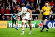 17 September 2022; Luke Marshall of Ulster scores his side's first try during the United Rugby Championship match between Ulster and Connacht at Kingspan Stadium in Belfast. Photo by John Dickson/Sportsfile