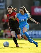 17 September 2022; Fiona Donnelly of DLR Waves in action against Kira Bates-Crosbie of Bohemians during the SSE Airtricity Women's National League match between Bohemians and DLR Waves at Dalymount Park in Dublin. Photo by Tyler Miller/Sportsfile