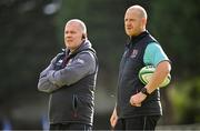 16 September 2022; Ulster academy forwards coach Johnny Graham, right, and head of rugby development Michael Black during the A Interprovinical match between Leinster A and Ulster A at Templeville Road in Dublin. Photo by Brendan Moran/Sportsfile