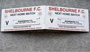 18 September 2022; A view of a Shelbourne sign advertising the match before the Extra.ie FAI Cup Quarter-Final match between Shelbourne and Bohemians at Tolka Park in Dublin. Photo by Seb Daly/Sportsfile