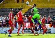 18 September 2022; Shelbourne goalkeeper Brendan Clarke punches the ball clear during the Extra.ie FAI Cup Quarter-Final match between Shelbourne and Bohemians at Tolka Park in Dublin. Photo by Tyler Miller/Sportsfile