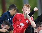 18 September 2022; Shelbourne supporters celebrate their side's third goal during the Extra.ie FAI Cup Quarter-Final match between Shelbourne and Bohemians at Tolka Park in Dublin. Photo by Seb Daly/Sportsfile