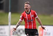 18 September 2022; Jamie McGonigle of Derry City celebrates after scoring his side's first goal during the Extra.ie FAI Cup Quarter-Final match between Derry City and Shamrock Rovers at The Ryan McBride Brandywell Stadium in Derry. Photo by Stephen McCarthy/Sportsfile