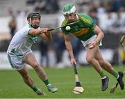 18 September 2022; Liam Hennessy of Glenmore in action against Ronan Corcoran of Shamrocks Ballyhale during the Kilkenny County Senior Club Hurling Championship Round 1 match between Shamrocks Ballyhale and Glenmore at UPMC Nowlan Park in Kilkenny. Photo by Piaras Ó Mídheach/Sportsfile