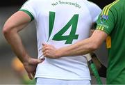 18 September 2022; Colin Fennelly of Shamrocks Ballyhale, 14, is marked by Eoin Aylward of Glenmore during the Kilkenny County Senior Club Hurling Championship Round 1 match between Shamrocks Ballyhale and Glenmore at UPMC Nowlan Park in Kilkenny. Photo by Piaras Ó Mídheach/Sportsfile