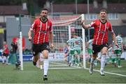 18 September 2022; Daniel Lafferty of Derry City celebrates after scoring his side's second goal during the Extra.ie FAI Cup Quarter-Final match between Derry City and Shamrock Rovers at The Ryan McBride Brandywell Stadium in Derry. Photo by Stephen McCarthy/Sportsfile