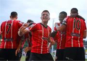 18 September 2022; Brandon Kavanagh of Derry City celebrates after scoring his side's third goal during the Extra.ie FAI Cup Quarter-Final match between Derry City and Shamrock Rovers at The Ryan McBride Brandywell Stadium in Derry. Photo by Stephen McCarthy/Sportsfile