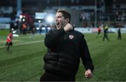 18 September 2022; Derry City manager Ruaidhrí Higgins after his side's victory in the Extra.ie FAI Cup Quarter-Final match between Derry City and Shamrock Rovers at The Ryan McBride Brandywell Stadium in Derry. Photo by Stephen McCarthy/Sportsfile