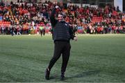 18 September 2022; Derry City manager Ruaidhrí Higgins after his side's victory in the Extra.ie FAI Cup Quarter-Final match between Derry City and Shamrock Rovers at The Ryan McBride Brandywell Stadium in Derry. Photo by Stephen McCarthy/Sportsfile