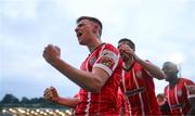 18 September 2022; Brandon Kavanagh of Derry City celebrates after scoring his side's third goal during the Extra.ie FAI Cup Quarter-Final match between Derry City and Shamrock Rovers at The Ryan McBride Brandywell Stadium in Derry. Photo by Stephen McCarthy/Sportsfile