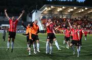 18 September 2022; Derry City players after their side's victory in the Extra.ie FAI Cup Quarter-Final match between Derry City and Shamrock Rovers at The Ryan McBride Brandywell Stadium in Derry. Photo by Stephen McCarthy/Sportsfile