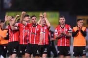 18 September 2022; Derry City players after their side's victory in the Extra.ie FAI Cup Quarter-Final match between Derry City and Shamrock Rovers at The Ryan McBride Brandywell Stadium in Derry. Photo by Stephen McCarthy/Sportsfile