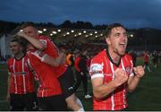 18 September 2022; Joe Thomson of Derry City after his side's victory in the Extra.ie FAI Cup Quarter-Final match between Derry City and Shamrock Rovers at The Ryan McBride Brandywell Stadium in Derry. Photo by Stephen McCarthy/Sportsfile