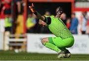 18 September 2022; Shelbourne goalkeeper Brendan Clarke celebrates his side's third goal during the Extra.ie FAI Cup Quarter-Final match between Shelbourne and Bohemians at Tolka Park in Dublin. Photo by Seb Daly/Sportsfile