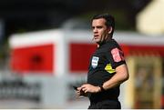 18 September 2022; Referee Robert Harvey during the Extra.ie FAI Cup Quarter-Final match between Shelbourne and Bohemians at Tolka Park in Dublin. Photo by Seb Daly/Sportsfile