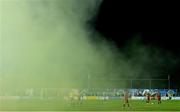 16 September 2022; Smoke over the pitch, causing a delay to the SSE Airtricity League First Division match between Galway United and Cork City at Eamonn Deacy Park in Galway. Photo by Ramsey Cardy/Sportsfile