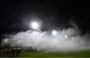 16 September 2022; Smoke over the pitch, causing a delay to the SSE Airtricity League First Division match between Galway United and Cork City at Eamonn Deacy Park in Galway. Photo by Ramsey Cardy/Sportsfile