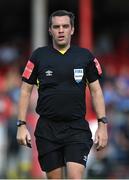 18 September 2022; Referee Robert Harvey during the Extra.ie FAI Cup Quarter-Final match between Shelbourne and Bohemians at Tolka Park in Dublin. Photo by Seb Daly/Sportsfile