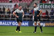 17 September 2022; Peter Dooley, left, and Josh Murphy of Connacht during the United Rugby Championship match between Ulster and Connacht at Kingspan Stadium in Belfast. Photo by David Fitzgerald/Sportsfile
