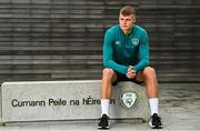 19 September 2022; Evan Ferguson sits for a portrait during a Republic of Ireland U21's press conference at FAI National Training Centre in Abbotstown, Dublin. Photo by Eóin Noonan/Sportsfile