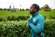 19 September 2022; Michael Obafemi arriving to a Republic of Ireland training session at the FAI National Training Centre in Abbotstown, Dublin. Photo by Stephen McCarthy/Sportsfile