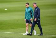 19 September 2022; Manager Stephen Kenny with Seamus Coleman during a Republic of Ireland training session at the FAI National Training Centre in Abbotstown, Dublin. Photo by Stephen McCarthy/Sportsfile