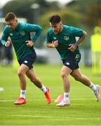 19 September 2022; Aaron Connolly, right, and Lee O'Connor during a Republic of Ireland U21's training session at FAI National Training Centre in Abbotstown, Dublin. Photo by Eóin Noonan/Sportsfile