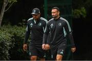 19 September 2022; Dave Kearney, right, and Charlie Ngatai during a Leinster Rugby squad training session at UCD in Dublin. Photo by Harry Murphy/Sportsfile