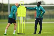 19 September 2022; Festy Ebosele, right, with Will Smallbone during a Republic of Ireland U21's training session at FAI National Training Centre in Abbotstown, Dublin. Photo by Eóin Noonan/Sportsfile