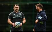 19 September 2022; Cian Healy and Contact skills coach Sean O'Brien during a Leinster Rugby squad training session at UCD in Dublin. Photo by Harry Murphy/Sportsfile