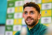 19 September 2022; Robbie Brady during a Republic of Ireland press conference at the FAI Headquarters in Abbotstown, Dublin. Photo by Stephen McCarthy/Sportsfile
