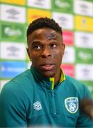 19 September 2022; Chiedozie Ogbene during a Republic of Ireland press conference at the FAI Headquarters in Abbotstown, Dublin. Photo by Stephen McCarthy/Sportsfile