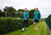 19 September 2022; Liam Scales, right, and Nathan Collins during a Republic of Ireland training session at the FAI National Training Centre in Abbotstown, Dublin. Photo by Stephen McCarthy/Sportsfile