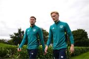19 September 2022; Liam Scales, right, and Nathan Collins during a Republic of Ireland training session at the FAI National Training Centre in Abbotstown, Dublin. Photo by Stephen McCarthy/Sportsfile