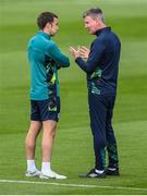 19 September 2022; Manager Stephen Kenny and Seamus Coleman during a Republic of Ireland training session at the FAI National Training Centre in Abbotstown, Dublin. Photo by Stephen McCarthy/Sportsfile