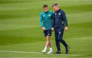 19 September 2022; Manager Stephen Kenny and Seamus Coleman during a Republic of Ireland training session at the FAI National Training Centre in Abbotstown, Dublin. Photo by Stephen McCarthy/Sportsfile