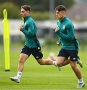 19 September 2022; Joe Hodge, left, and Adam O'Reilly during a Republic of Ireland U21's training session at FAI National Training Centre in Abbotstown, Dublin. Photo by Eóin Noonan/Sportsfile