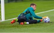 19 September 2022; Goalkeeper Mark Travers during a Republic of Ireland training session at the FAI National Training Centre in Abbotstown, Dublin. Photo by Stephen McCarthy/Sportsfile