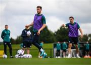 19 September 2022; Nathan Collins and Seamus Coleman, right, during a Republic of Ireland training session at the FAI National Training Centre in Abbotstown, Dublin. Photo by Stephen McCarthy/Sportsfile