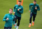 19 September 2022; Seamus Coleman, Matt Doherty, centre, and Shane Duffy, right, during a Republic of Ireland training session at the FAI National Training Centre in Abbotstown, Dublin. Photo by Stephen McCarthy/Sportsfile