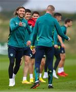 19 September 2022; Jeff Hendrick and James McClean during a Republic of Ireland training session at the FAI National Training Centre in Abbotstown, Dublin. Photo by Stephen McCarthy/Sportsfile