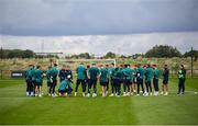 19 September 2022; Manager Stephen Kenny speaks to his players during a Republic of Ireland training session at the FAI National Training Centre in Abbotstown, Dublin. Photo by Stephen McCarthy/Sportsfile