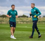 19 September 2022; James McClean, right, and Seamus Coleman during a Republic of Ireland training session at the FAI National Training Centre in Abbotstown, Dublin. Photo by Stephen McCarthy/Sportsfile