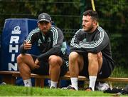 19 September 2022; Charlie Ngatai and Will Connors during a Leinster Rugby squad training session at UCD in Dublin. Photo by Harry Murphy/Sportsfile